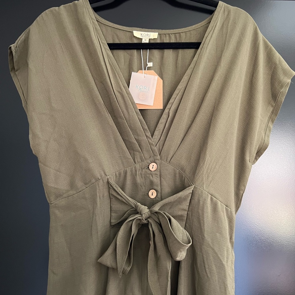 NWT Kori America Olive Green Maxi Dress